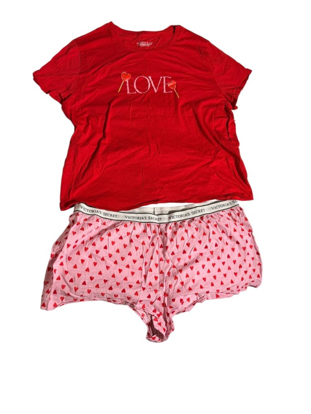 Victoria's Secret Red/Pink Pajama Short Set, XXL